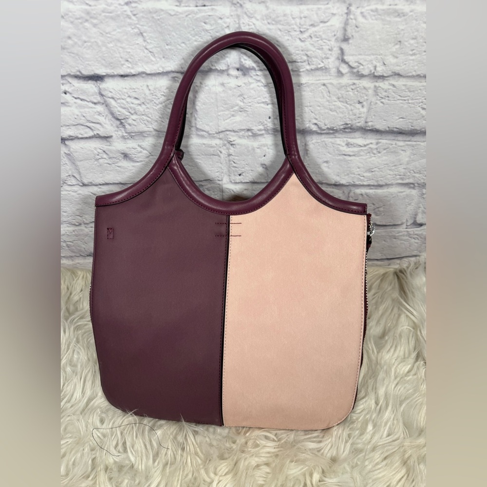 Calvin Klein Gabrianna Novelty Slim Side Zip Tote bag rose smoke eggplant color‎
